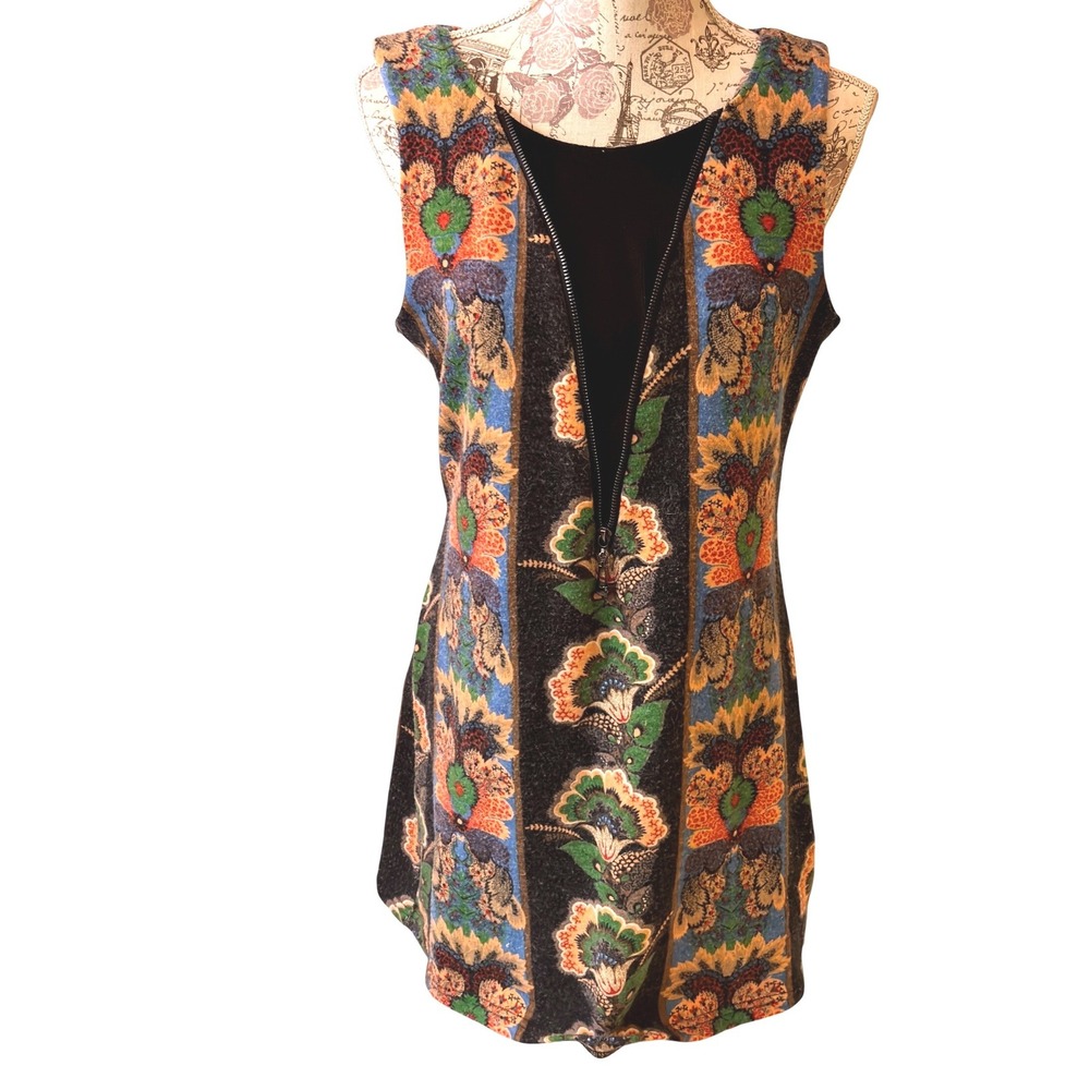 Vintage Aryeh boho Womens S Dress Sleeveless Print Pattern A Line cottagecore